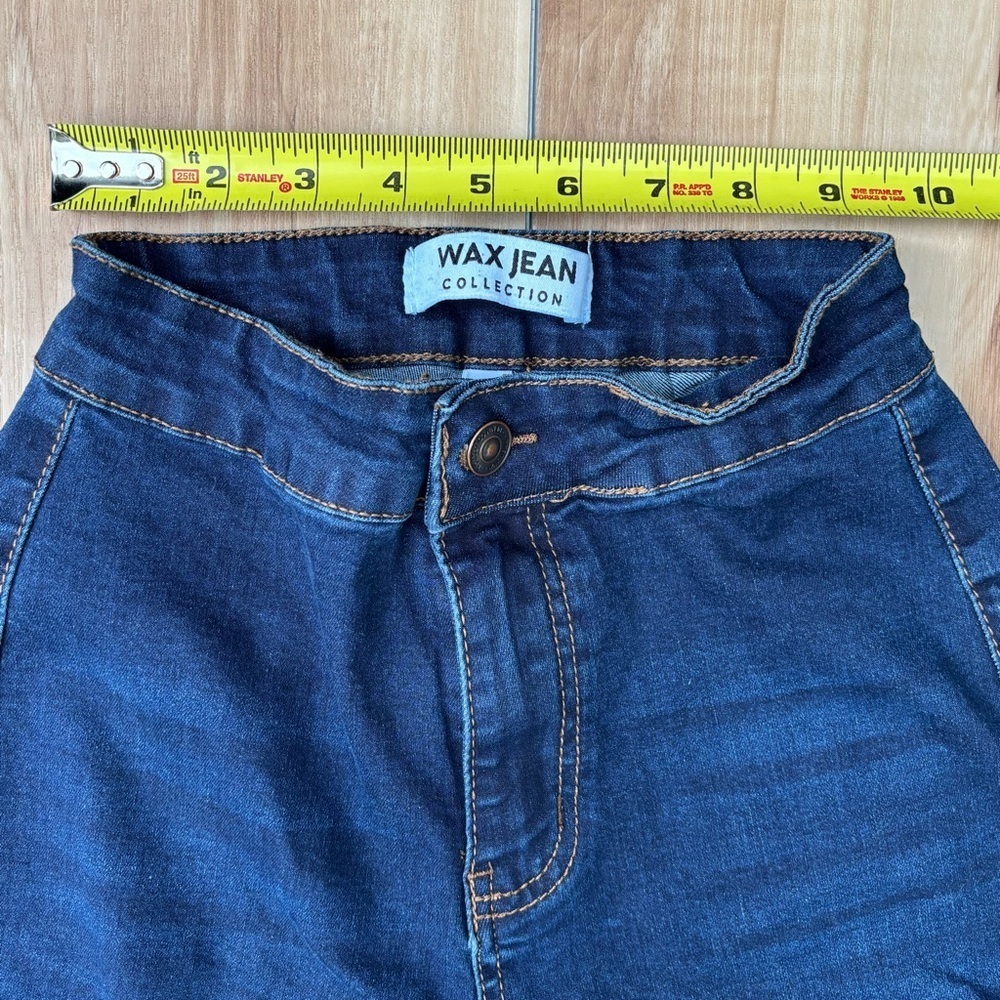 Wax Jean Dark Wash Flare Wide Leg Jeans with Frayed Hem Size 3/26 - Picture 2 of 7